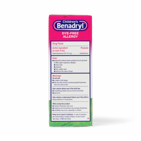 Children's Benadryl DyeFree Allergy Liquid, 4oz