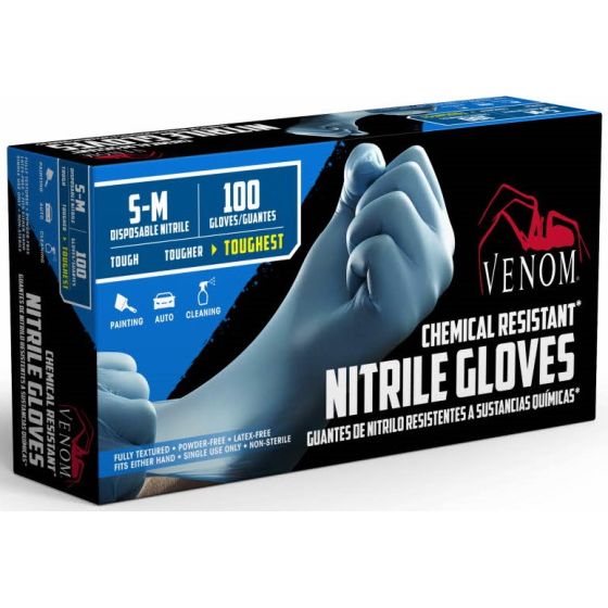 Venom ChemicalResistant Nitrile Industrial Gloves S/M 1000Ct