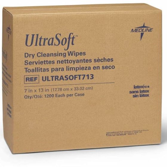 Medline UltraSoft Disposable Dry Cleansing Wipe 7x13 1200Ct