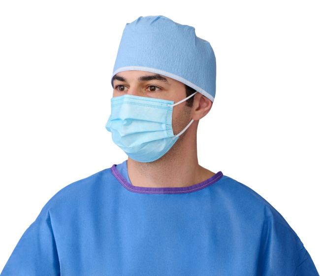 Curad Germ Shield Maximum Barrier Face Mask with Ear Loops 4-Ply Blue 120Ct CUR812S5CV1 by Medline