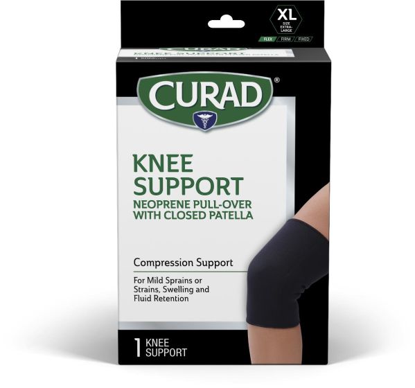 Curad Retail Knee Support with Closed Patella Left/Right XL Black 1Ct CURORT321XHH by Medline