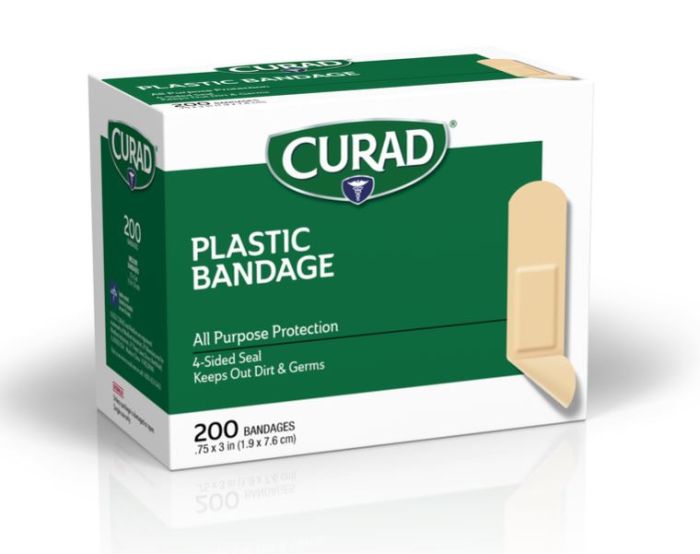 CURAD Plastic Adhesive Bandages 3/4x3 200Ct