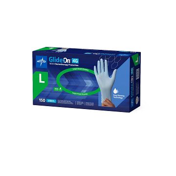 Medline Glide-On 4G Vinyl Chemo Protection Gloves L 1500Ct