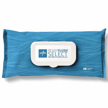 Medline ReadyFlush SELECT Biodegradable Flushable Wet Wipes, 8in x 12in, Scented, One Pack (48 Wipes)