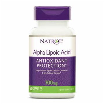 Natrol Alpha Lipoic Acid Supplement Capsules, 300 mg, Bottle of 50
