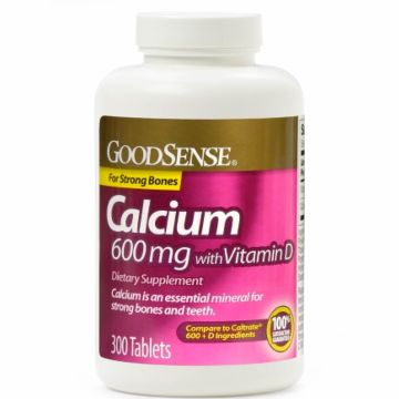 GoodSense Calcium with Vitamin D3 Tablets, 600 mg Calcium, 800 IU Vitamin D3, Bottle of 300