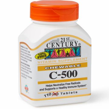 Vitamin C-500 Chewable Tablets, 500 mg, Orange Flavor, Bottle of 110