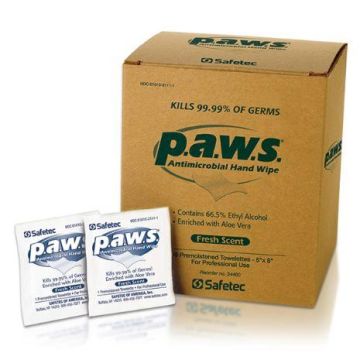 P.A.W.S. Antimicrobial Premoisturized Disinfectant Towelettes (Wet Wipes), 100 per Box, One Box