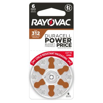 Rayovac Hearing Aid Batteries Size 312 6Ct