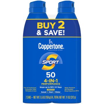 Coppertone Sport SPF50 Sunscreen Spray 5.5oz 2Ct