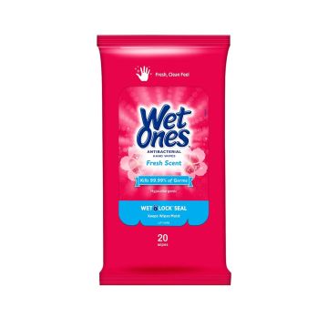 Wet Ones Antibacterial Wipes, 20 Count per Pack, One Pack