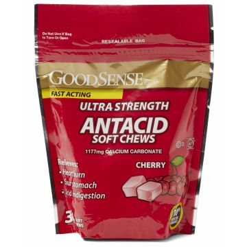 Ultra Strength Calcium Carbonate Antacid Soft Chews, 1177 mg, Cherry Flavor, Bag of 36 Soft Chews