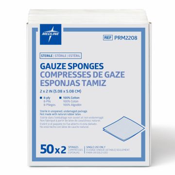 Caring St2s Woven Cotton Gauze Sponge 8ply 2x2 100Ct