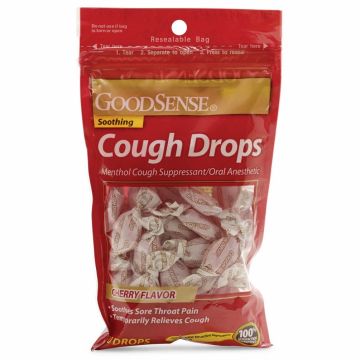 GoodSense Menthol Cough Drops, 5.8 mg Menthol, Cherry, Bag of 30