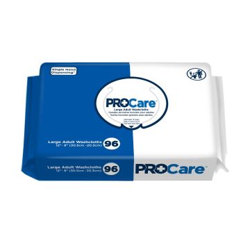 ProCare Disposable Washcloths (Wet Wipes), Scented, 12in x 8in, 90/Pack, Case of 6 Packs (Total 576 Wipes)
