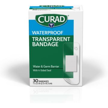 CURAD Clear Waterproof Adhesive Bandage 1x2.5 30Ct