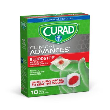 Curad Bloodstop Hemostatic Gauze Dressing 1x1 10Ct