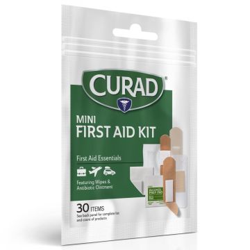 CURAD Mini First Aid Kit, Travel Size, 30 Pieces, One Kit