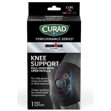 CURAD IRONMAN Neoprene Pull-Over Knee Supports with Open Patella L/XL 4Ct