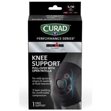 CURAD IRONMAN Neoprene Pull-Over Knee Supports with Open Patella S/M 4Ct