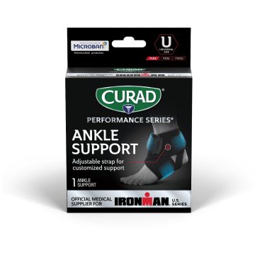 CURAD Performance Series IRONMAN Adjustable Ankle Wrap, Open Heel, Universal Size, 1ct