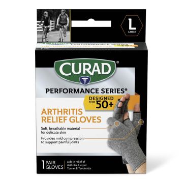 CURAD Performance Series 50+ Arthritis Support Gloves, Size L, 1Pr