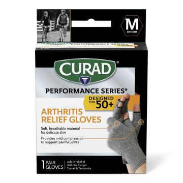 CURAD Performance Series 50+ Arthritis Support Gloves, Size M, 1 Pr