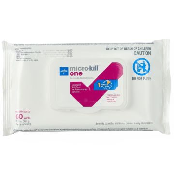 Micro-Kill One Germicidal Alcohol Wipes 7x8in 60Ct