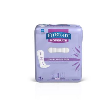 Medline FitRight Long Bladder Pad 3.5x12.5 Moderate 16Ct