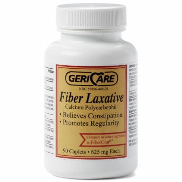 GeriCare Fiber Laxative Calcium Polycarbophil, 625mg, Bottle of 90