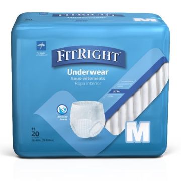 Medline FitRight Ultra Disposable Underwear M 20Ct