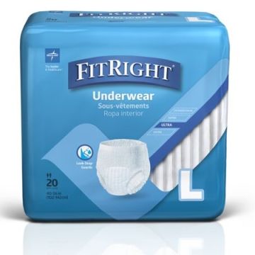 Medline FitRight Ultra Disposable Underwear L 80Ct