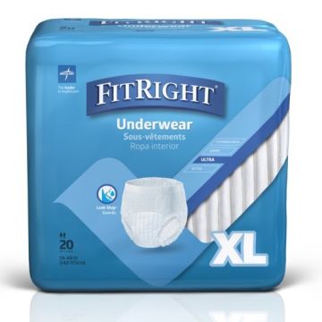 Medline FitRight Ultra Disposable Underwear XL 80Ct