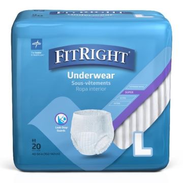 Medline FitRight Super Disposable Underwear L 20Ct