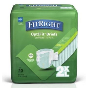 Medline FitRight OptiFit Extra Disposable Brief 2XL 20Ct