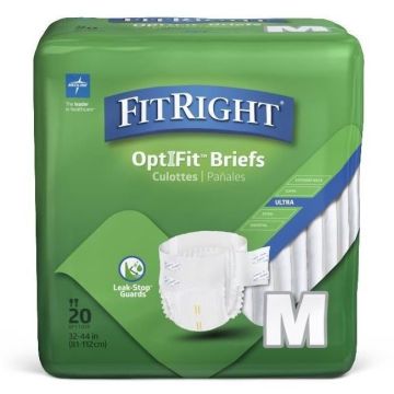 Medline FitRight OptiFit Ultra Disposable Brief M 20Ct