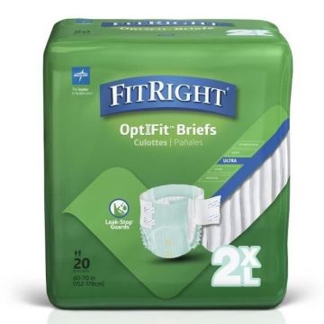 Medline FitRight OptiFit Ultra Disposable Brief 2XL 80Ct