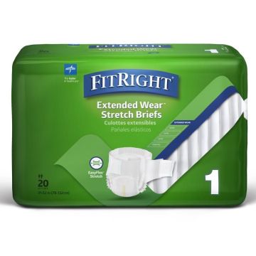 Medline FitRight Overnight Stretch Brief Size 1 20Ct