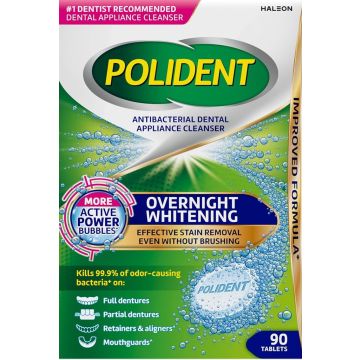 Polident Denture Overnight Cleanser Tablets 90Ct