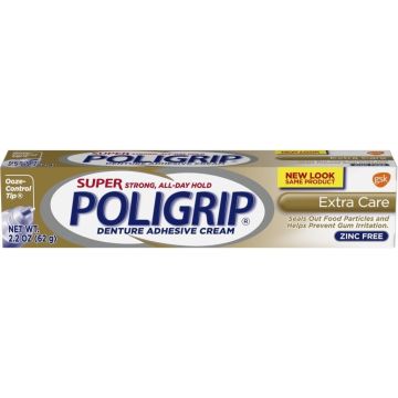 Super Poligrip Extra Care Denture Adhesive Cream 2.2oz 1Ct