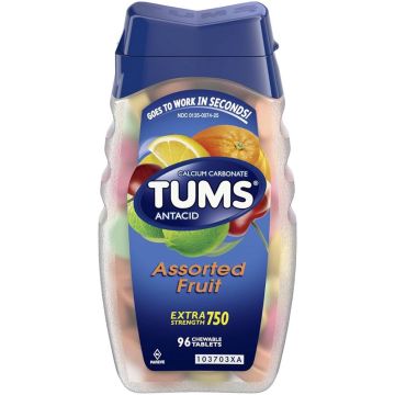 TUMS Extra Strength Chewable Antacid Tablets Fruit 96Ct