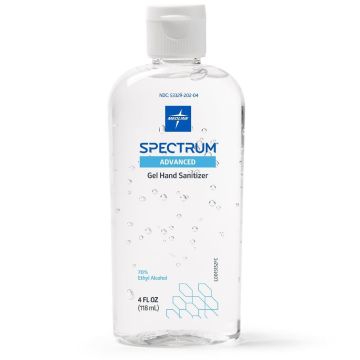 Medline Spectrum Gel Disinfectant Hand Sanitizer with 70% Ethyl Alcohol, 4oz. Bottle, One
