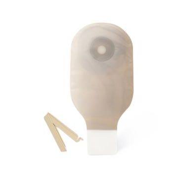 Premier Flat 1-Piece Drainable Ostomy Pouch with Tape Border 12in Cut-to-Fit Up to 2.5in (64mm) Stoma Ultra-Clear 10Ct