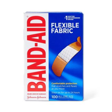 Flexible-Fabric Adhesive Bandage, All One Size, 100-Count, One Box