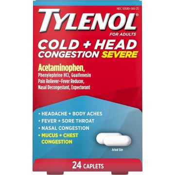 Tylenol Cold + Head Severe Congestion Caplets 24Ct