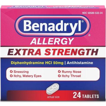  Benadryl Extra Strength Antihistamine Ultratabs 50mg 24Ct
