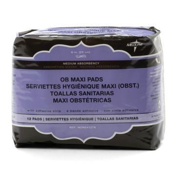 Maxi Sanitary Pads with Adhesive, 9"