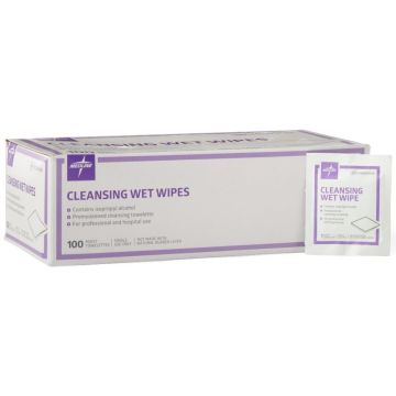 Benzalkonium Chloride Cleansing Disinfectant Wet Wipes, Box of 100