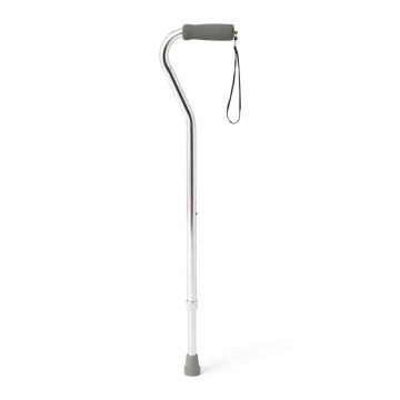 Medline Offset Handle Aluminum Cane 300lb Chrome 1Ct