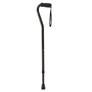 Medline Offset Handle Aluminum Cane 300lb Cap Black 1Ct